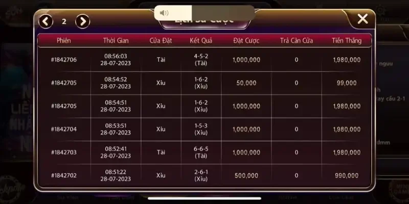 Các cửa tỷ lệ trong tài xỉu